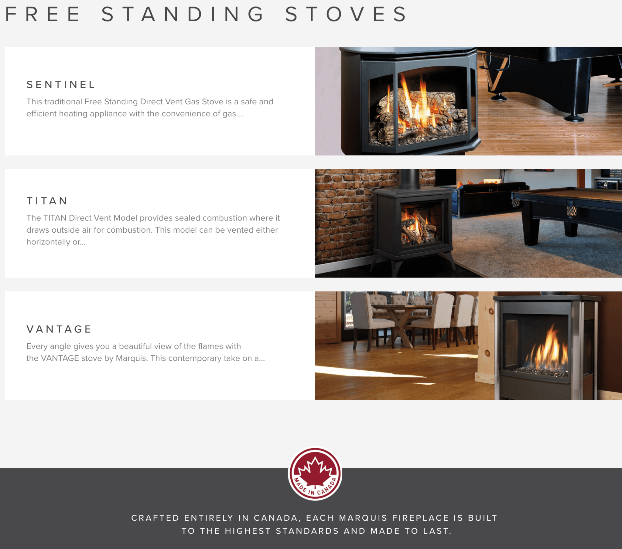 Canadian fireplace stove models