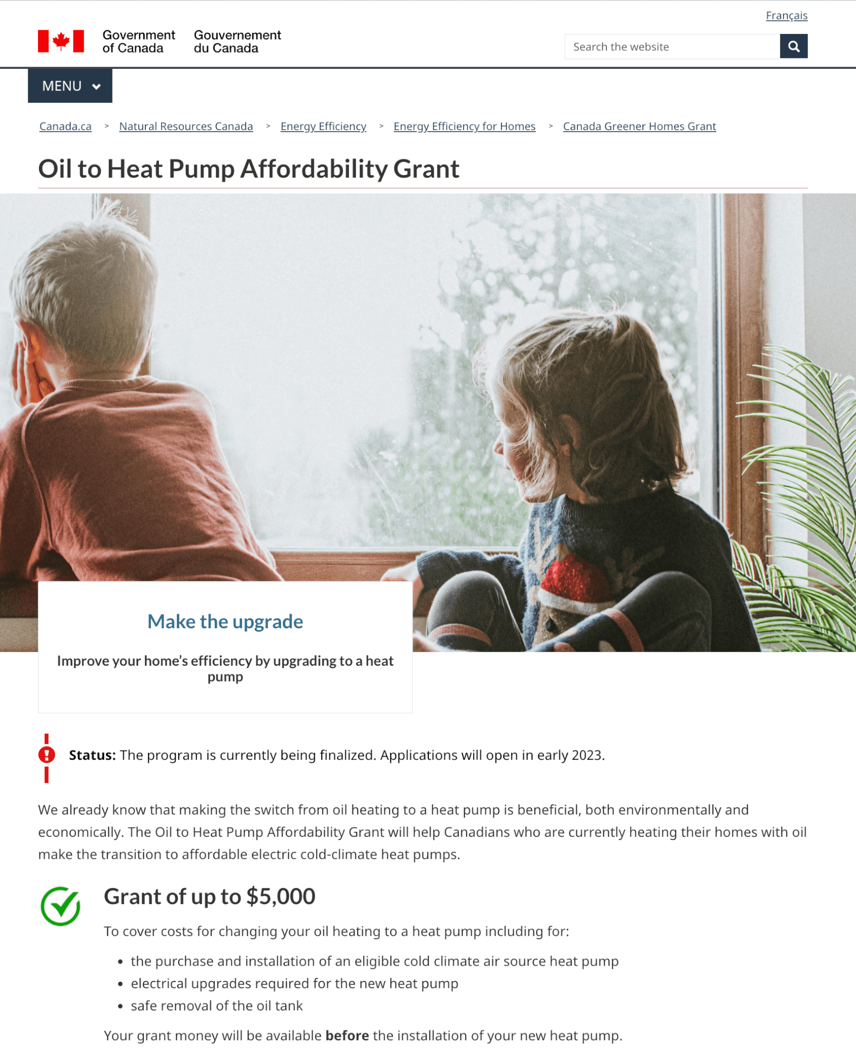 Oil to Heat Pump Affordability Grant owen sound grey bruce